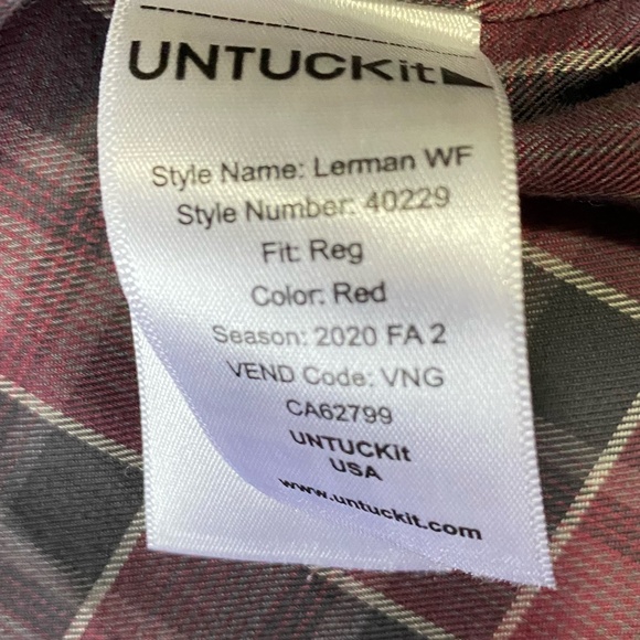 UNTUCKit Mens Red Check Cotton Wrinkle Free Lerman Casual Office Shirt- Sz-XL - Picture 11 of 16